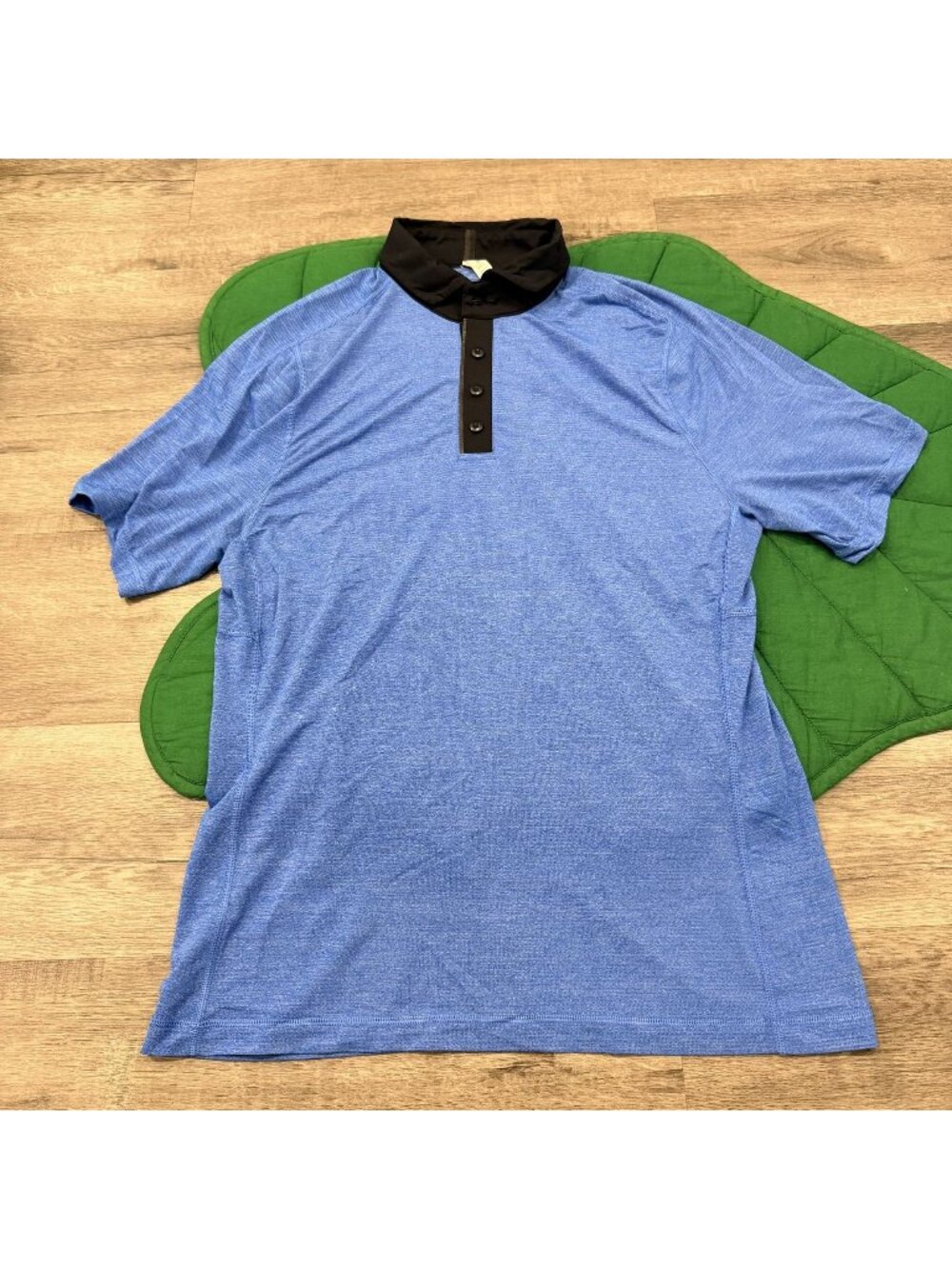 Lululemon Assert Polo Shirt Mens Medium Blue Heather Back Trim Golf Athletic
